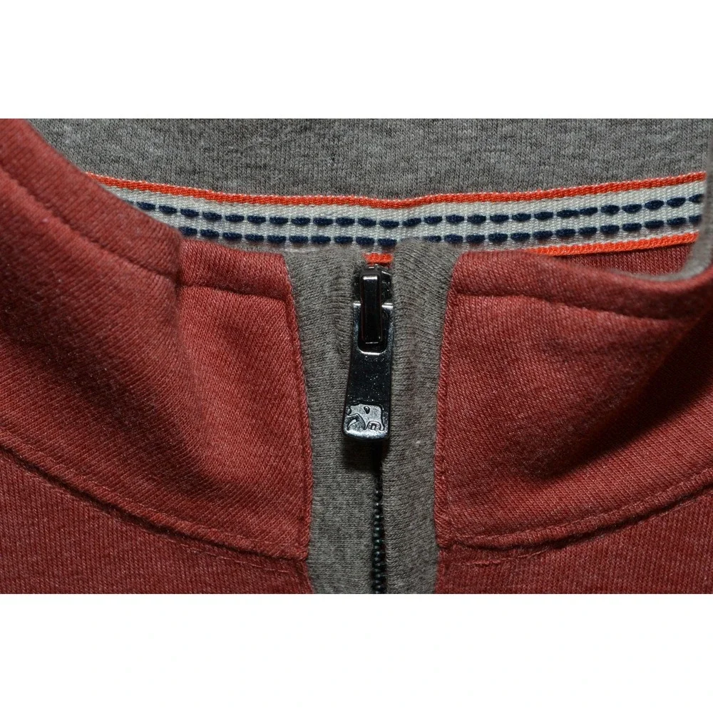 The Normal Brand Sweater‎ Mens Large Red Quarter Zip Mock Neck Long Sleeve